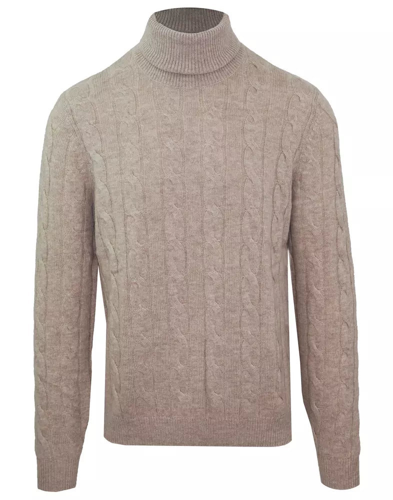 Malo Elegant Beige Wool-Cashmere Turtleneck Sweater