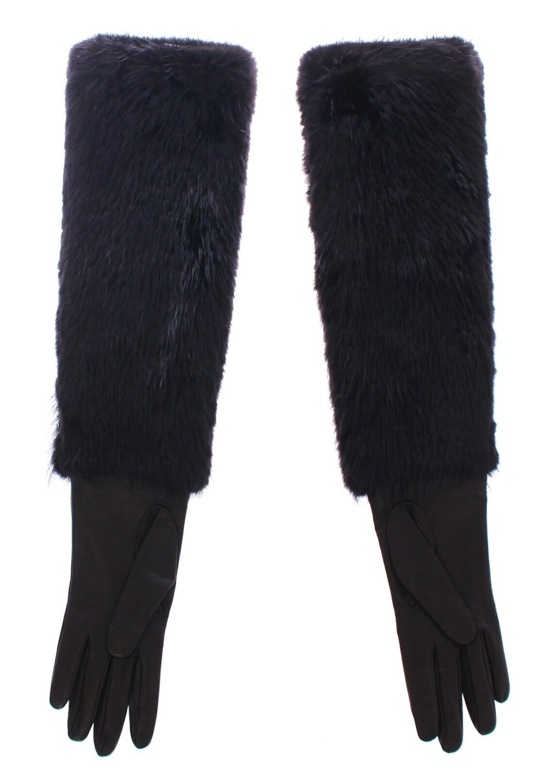 Dolce &amp; Gabbana Elegant Elbow-Length Beaver Fur Gloves