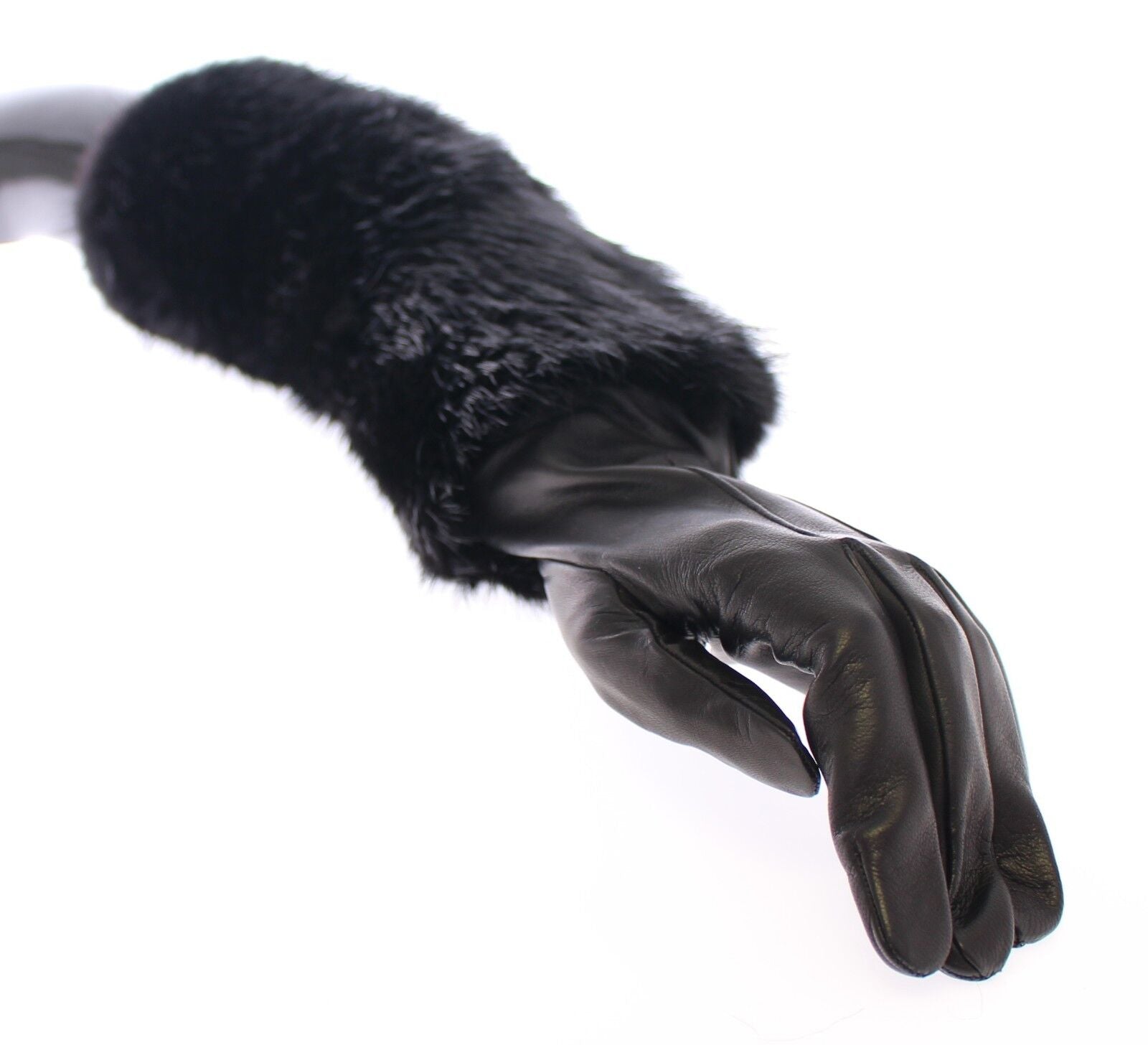 Dolce &amp; Gabbana Elegant Elbow-Length Beaver Fur Gloves