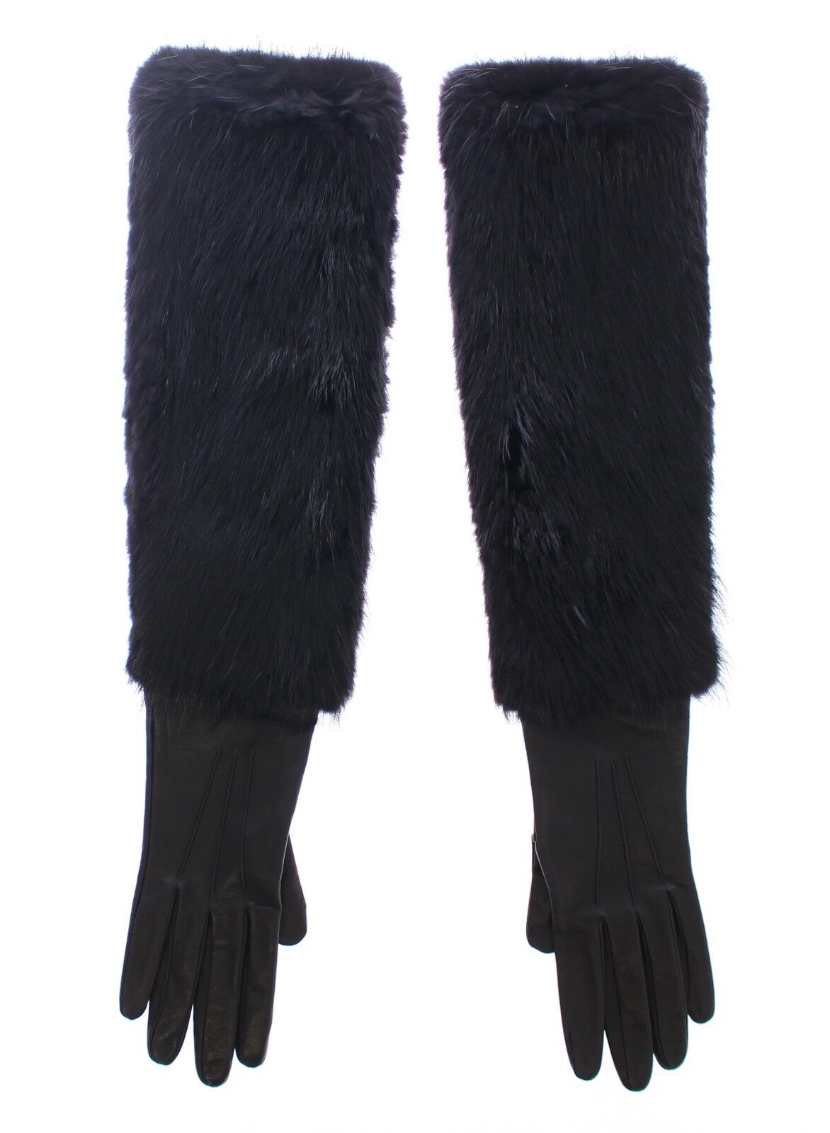 Dolce &amp; Gabbana Elegant Elbow-Length Beaver Fur Gloves