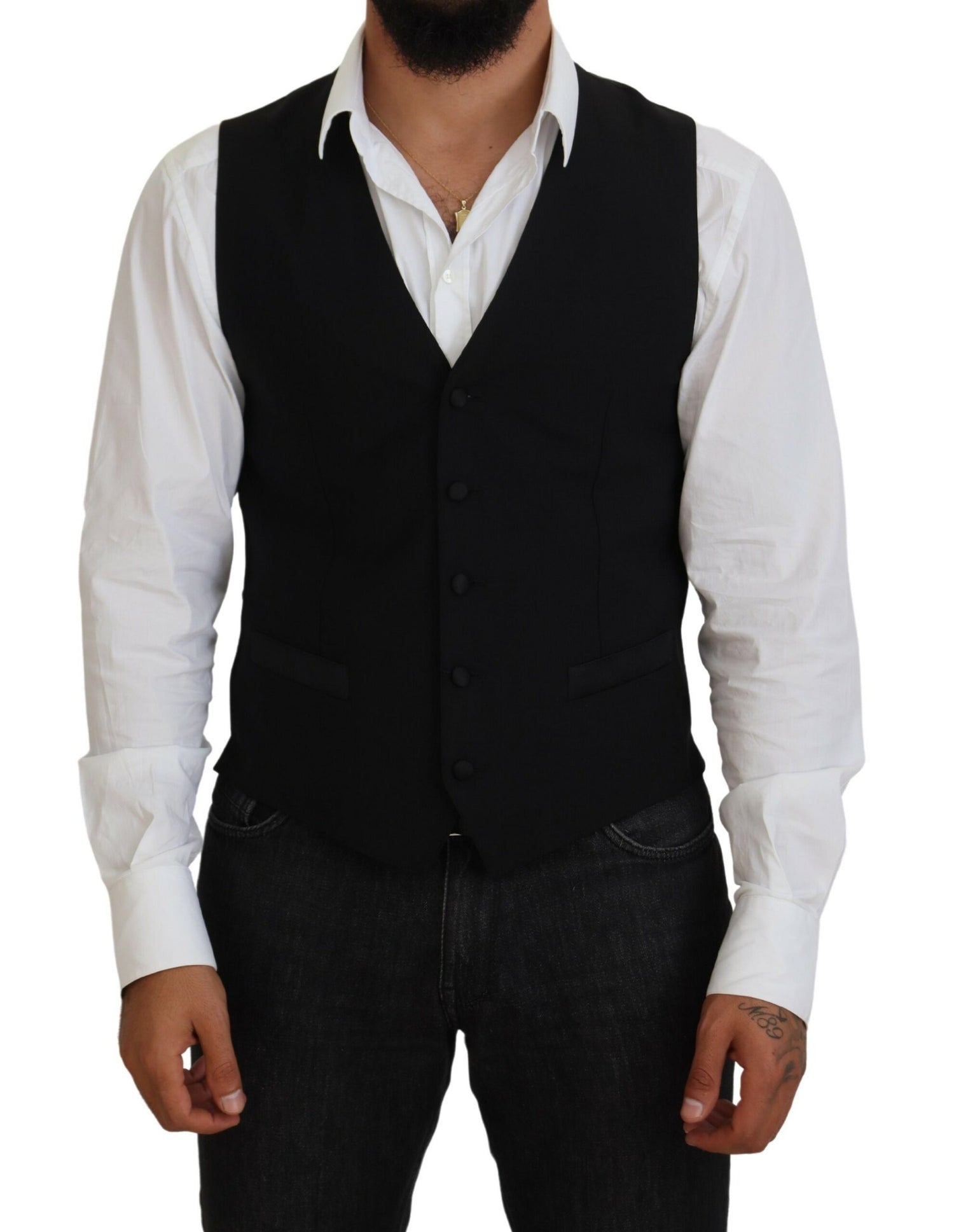 Dolce &amp; Gabbana Elegant Black Formal Dress Vest