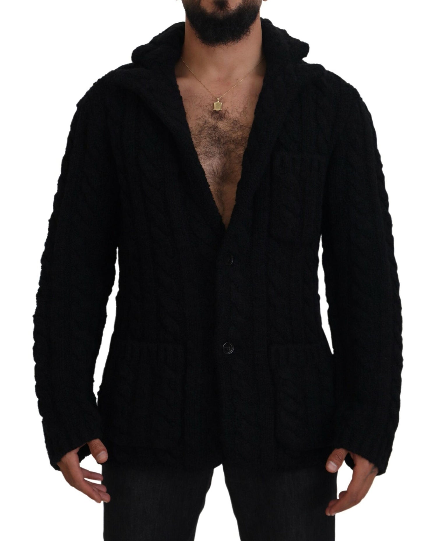 Dolce &amp; Gabbana Elegant Black Wool-Cashmere Cardigan Sweater