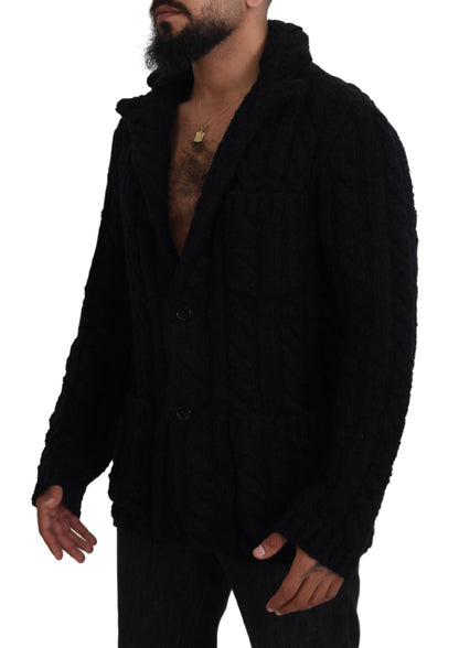 Dolce &amp; Gabbana Elegant Black Wool-Cashmere Cardigan Sweater