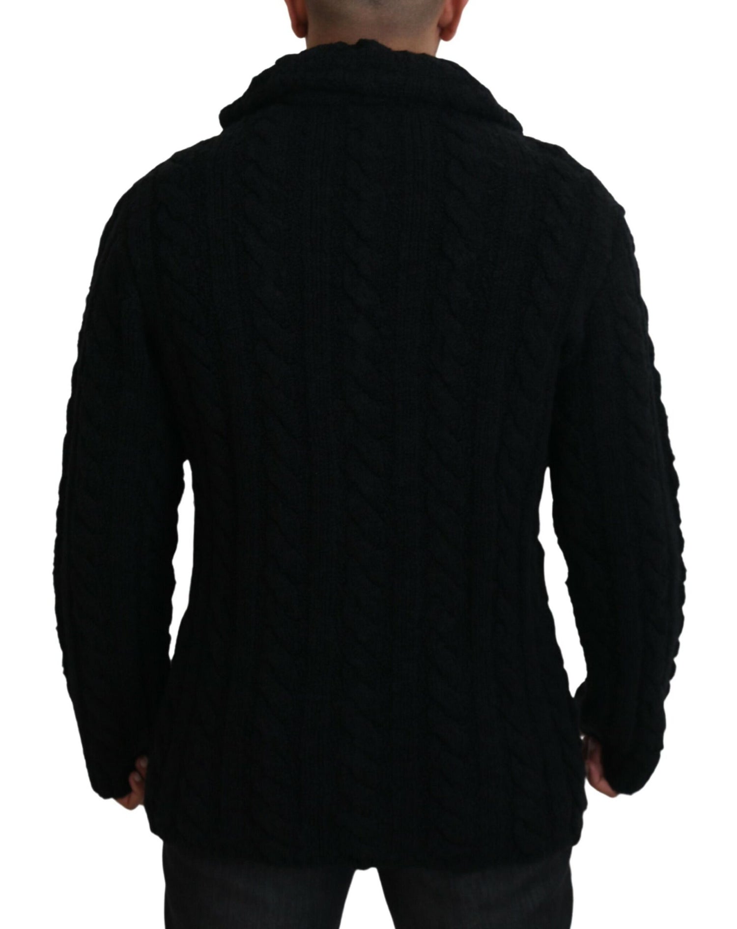 Dolce &amp; Gabbana Elegant Black Wool-Cashmere Cardigan Sweater