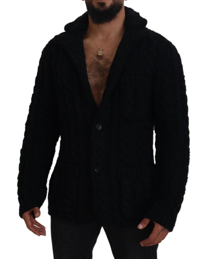 Dolce &amp; Gabbana Elegant Black Wool-Cashmere Cardigan Sweater