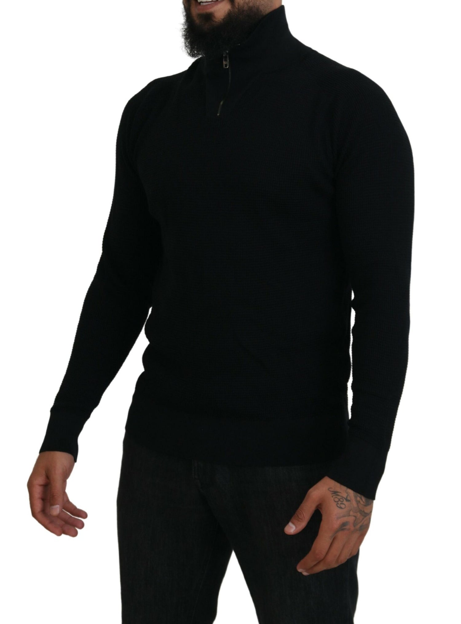 Dolce &amp; Gabbana Elegant Silk Blend Black Pullover Sweater