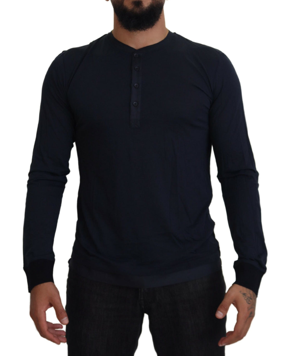 Dolce &amp; Gabbana Elegant Cotton-Silk Blend Blue Pullover