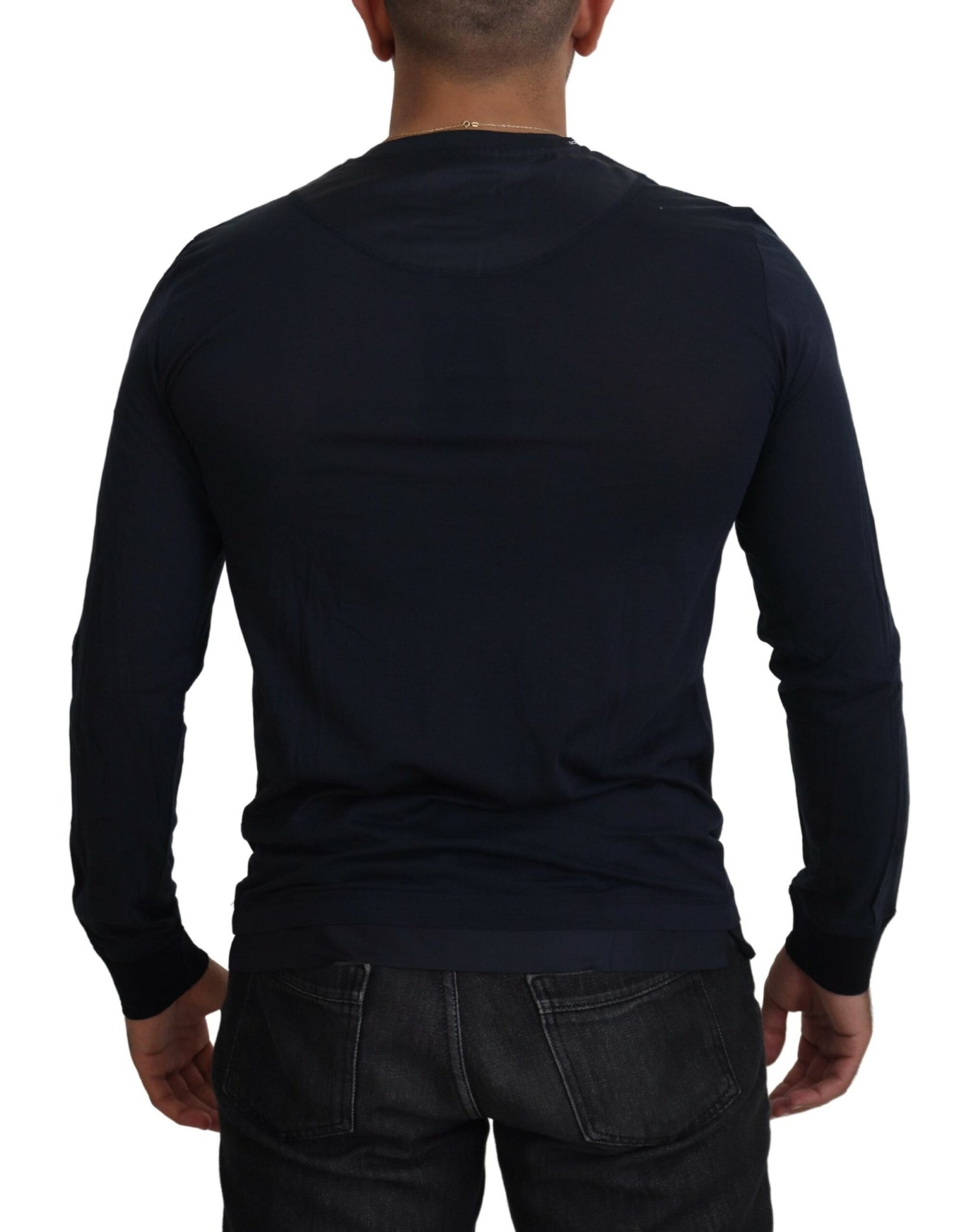 Dolce &amp; Gabbana Elegant Cotton-Silk Blend Blue Pullover