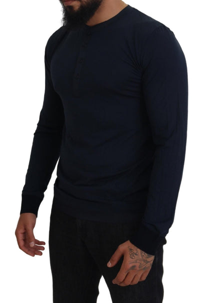 Dolce &amp; Gabbana Elegant Cotton-Silk Blend Blue Pullover