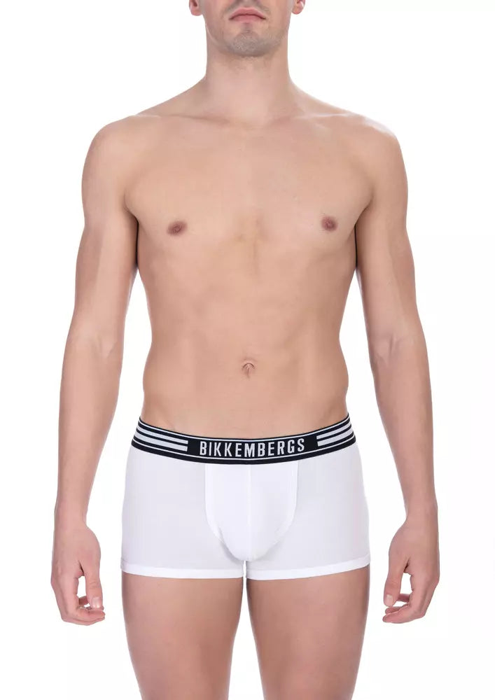 Bikkembergs White Cotton Men Underwear Trunk Pack