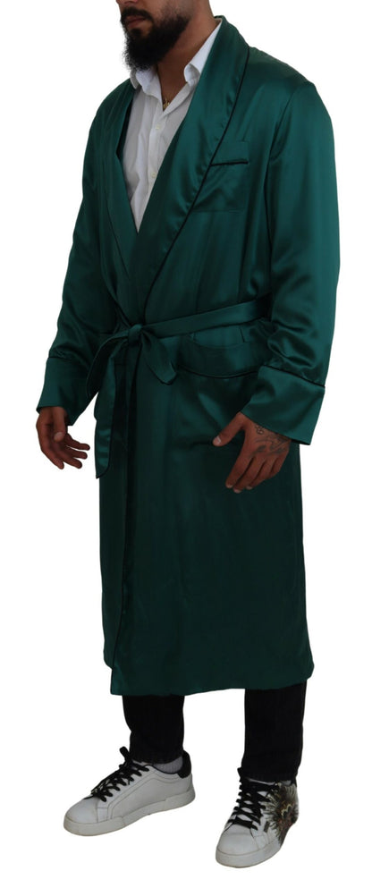 Dolce &amp; Gabbana Elegant Silk Robe in Lush Green