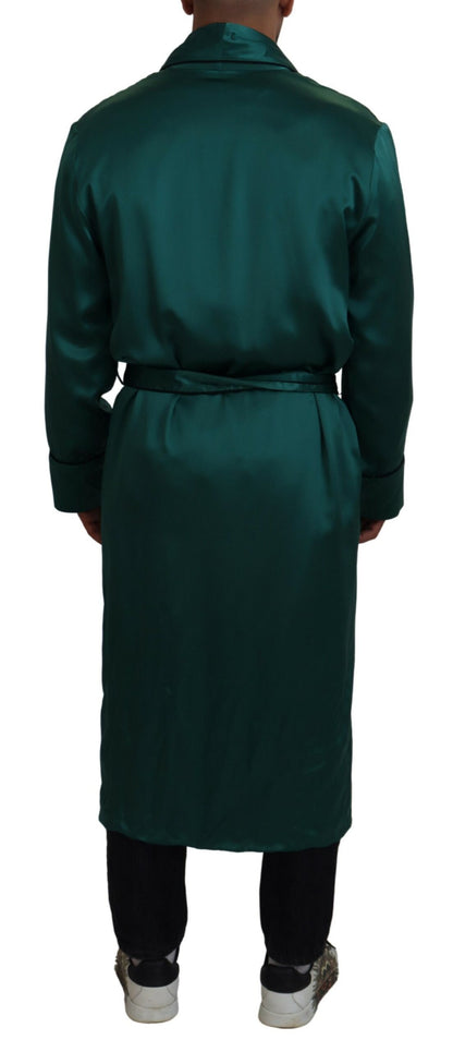 Dolce &amp; Gabbana Elegant Silk Robe in Lush Green