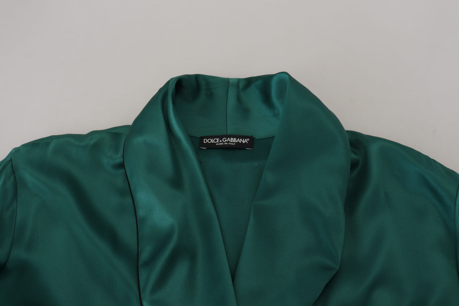 Dolce &amp; Gabbana Elegant Silk Robe in Lush Green