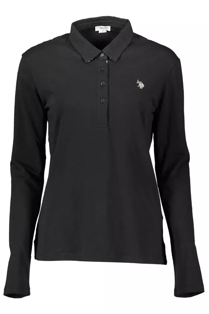 U.S. POLO ASSN. Chic Black Long-Sleeve Polo with Embroidery