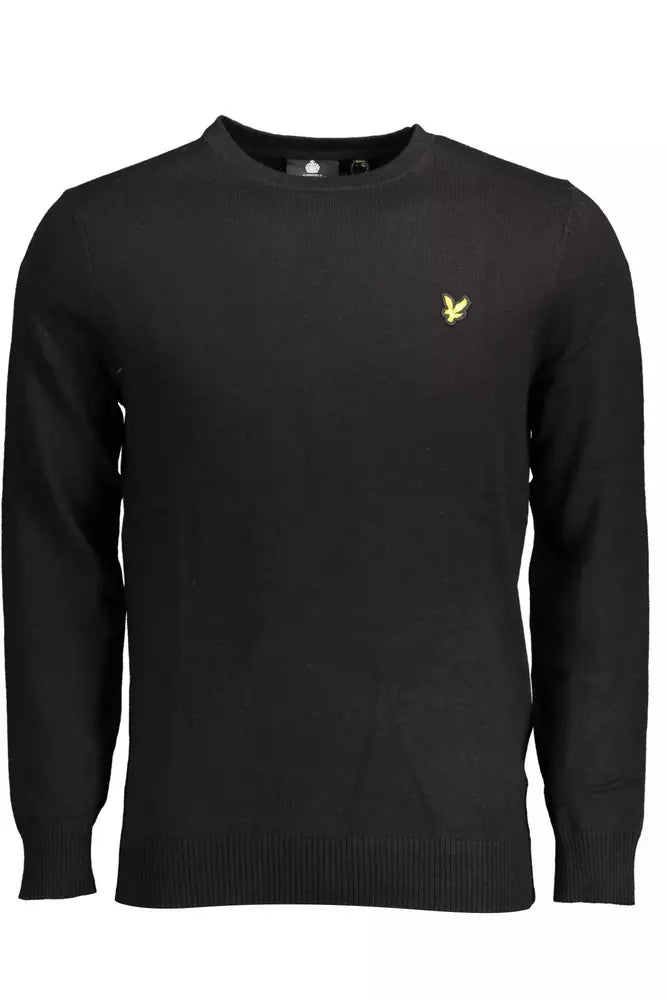 Lyle &amp; Scott Elegant Long-Sleeved Black Cotton-Wool Blend Sweater