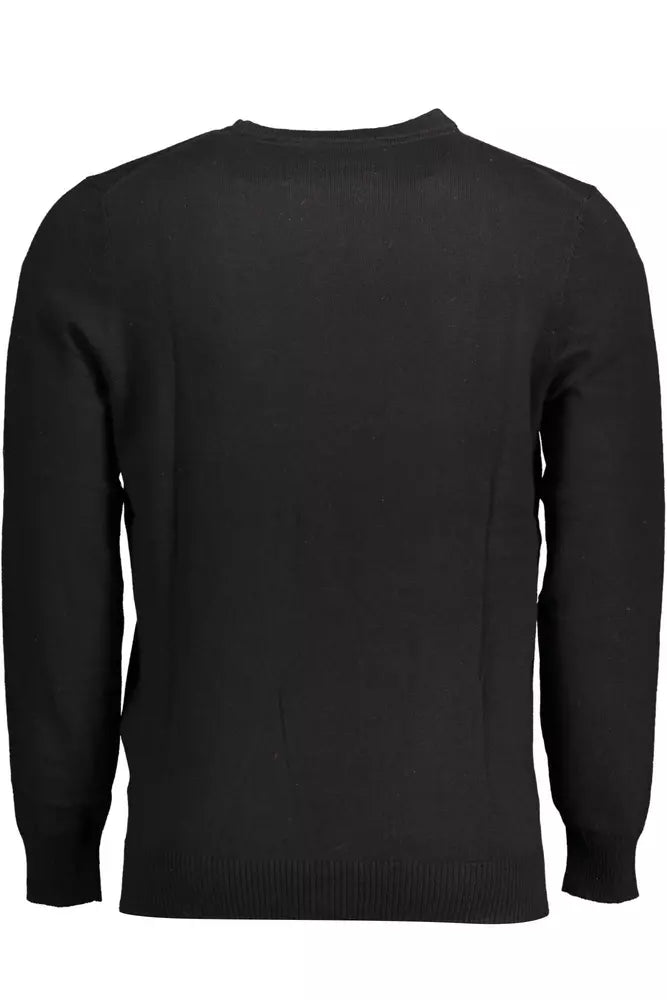 Lyle &amp; Scott Elegant Long-Sleeved Black Cotton-Wool Blend Sweater