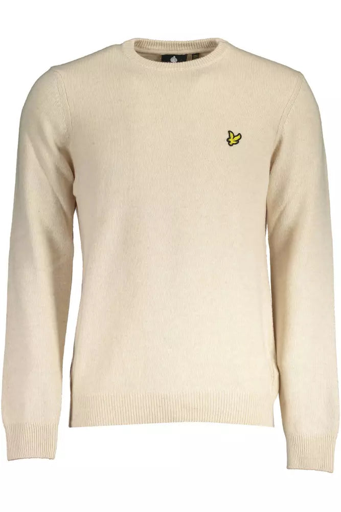 Lyle &amp; Scott Beige Wool Blend Round Neck Sweater