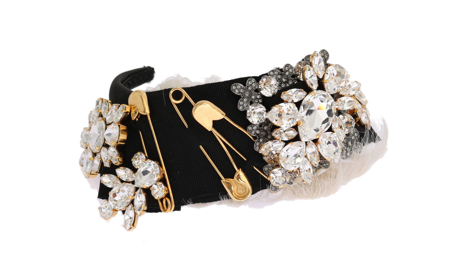 Dolce &amp; Gabbana Elegant Black Crystal Headband Diadem