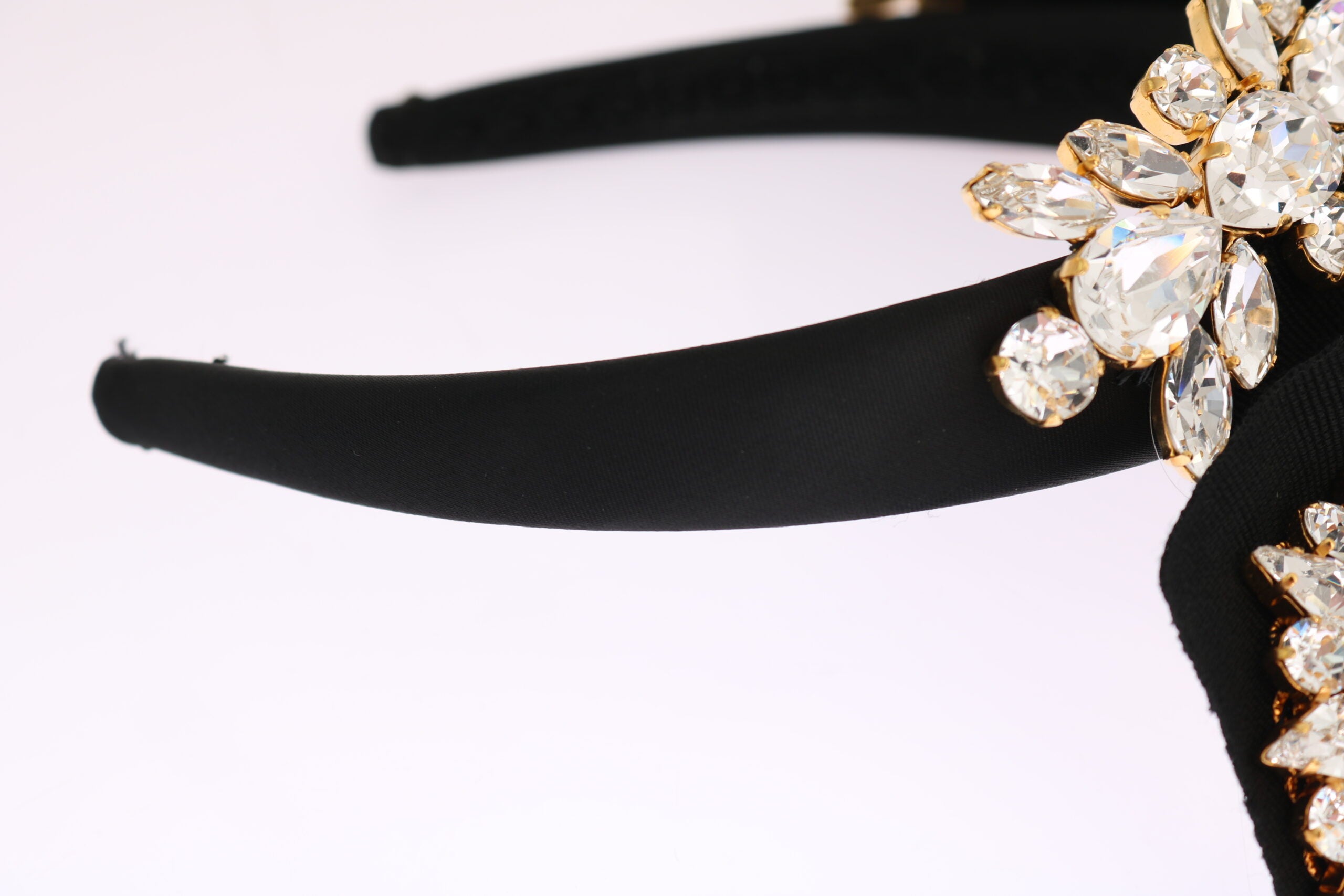 Dolce &amp; Gabbana Elegant Black Crystal Headband Diadem