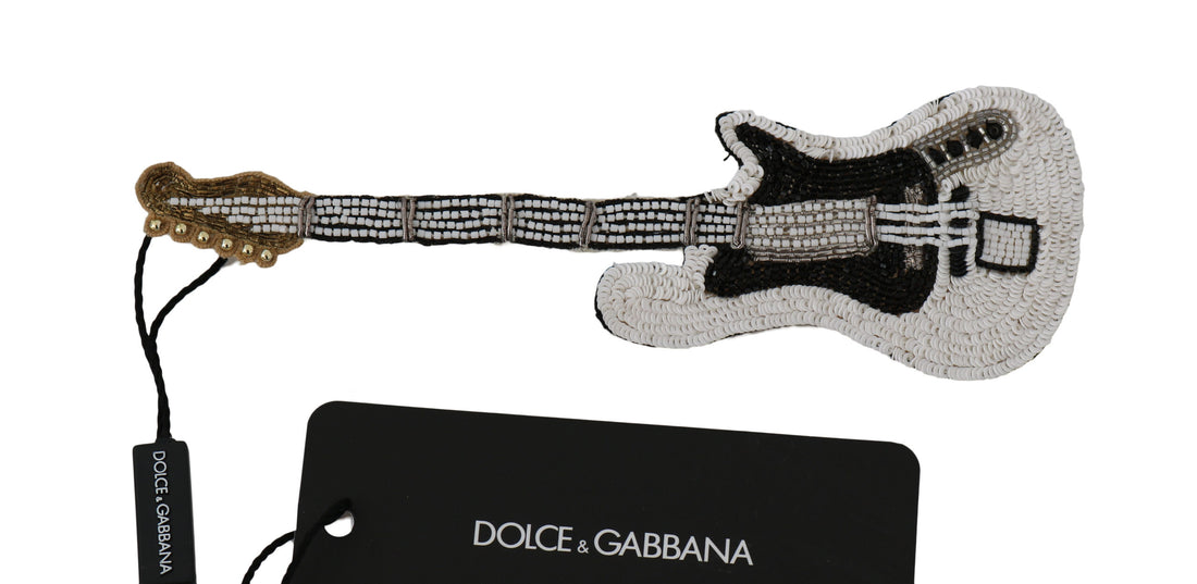 Dolce &amp; Gabbana Gold Sequined Guitar Pin Brooch