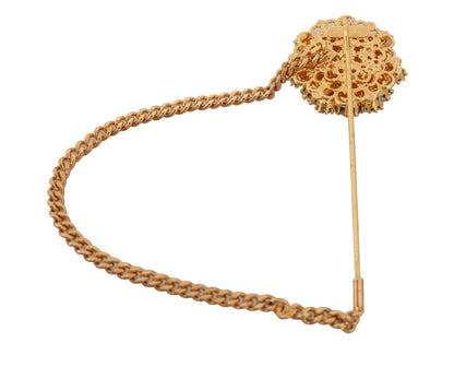 Dolce &amp; Gabbana Exquisite Crystal-Embellished Gold Brooch