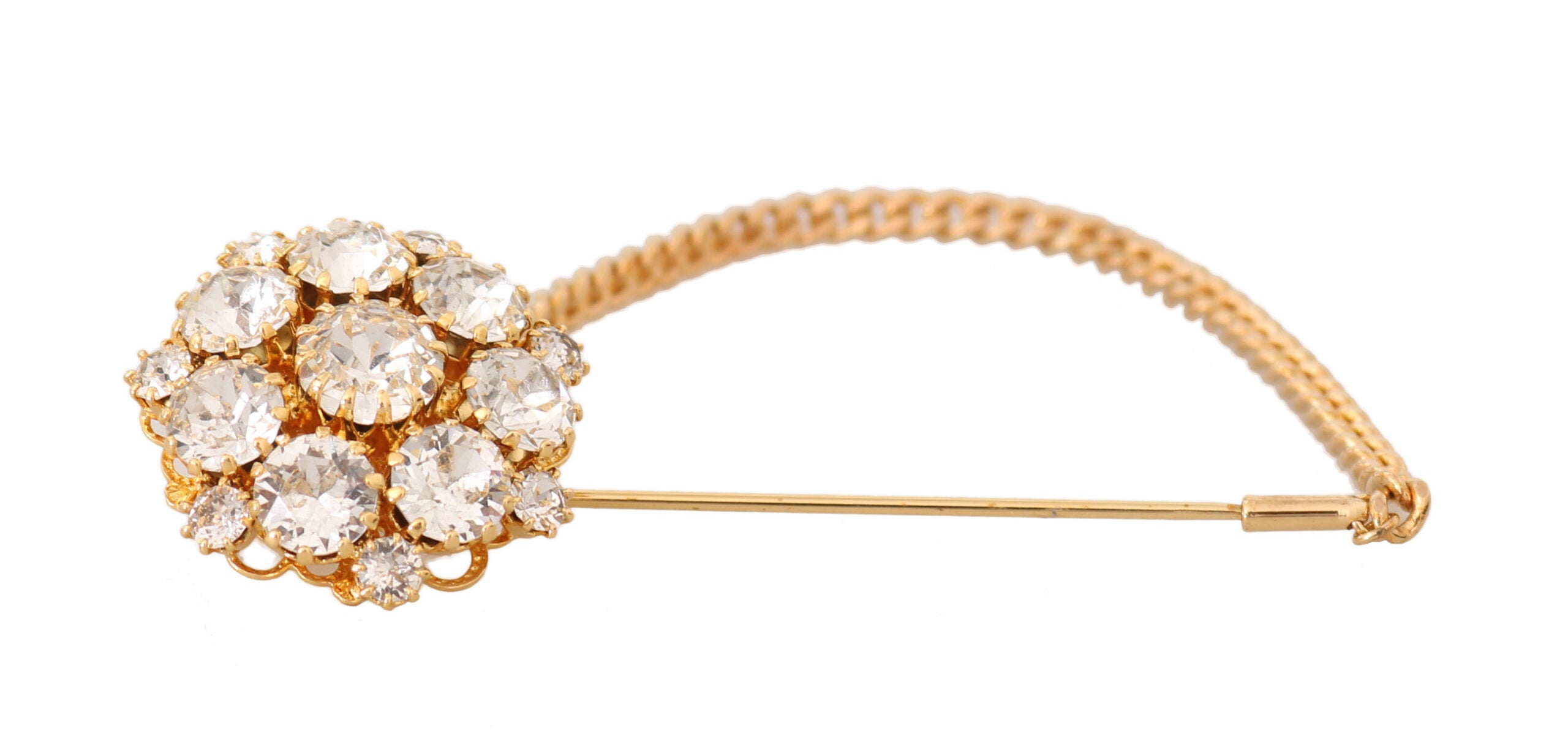 Dolce &amp; Gabbana Exquisite Crystal-Embellished Gold Brooch