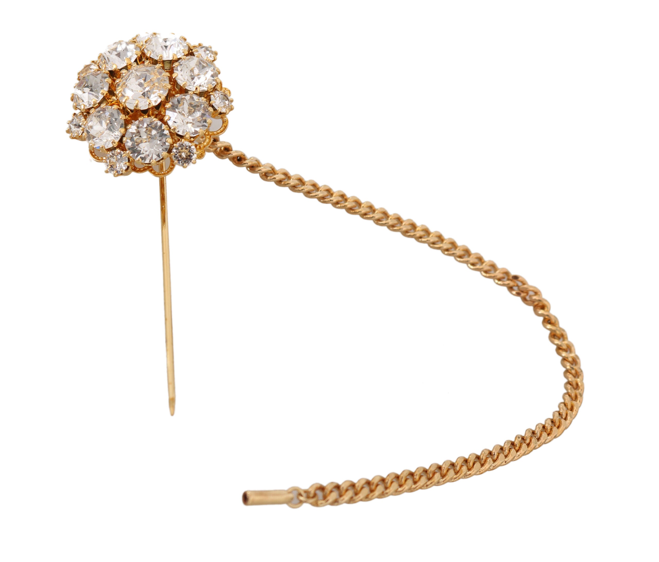 Dolce &amp; Gabbana Exquisite Crystal-Embellished Gold Brooch