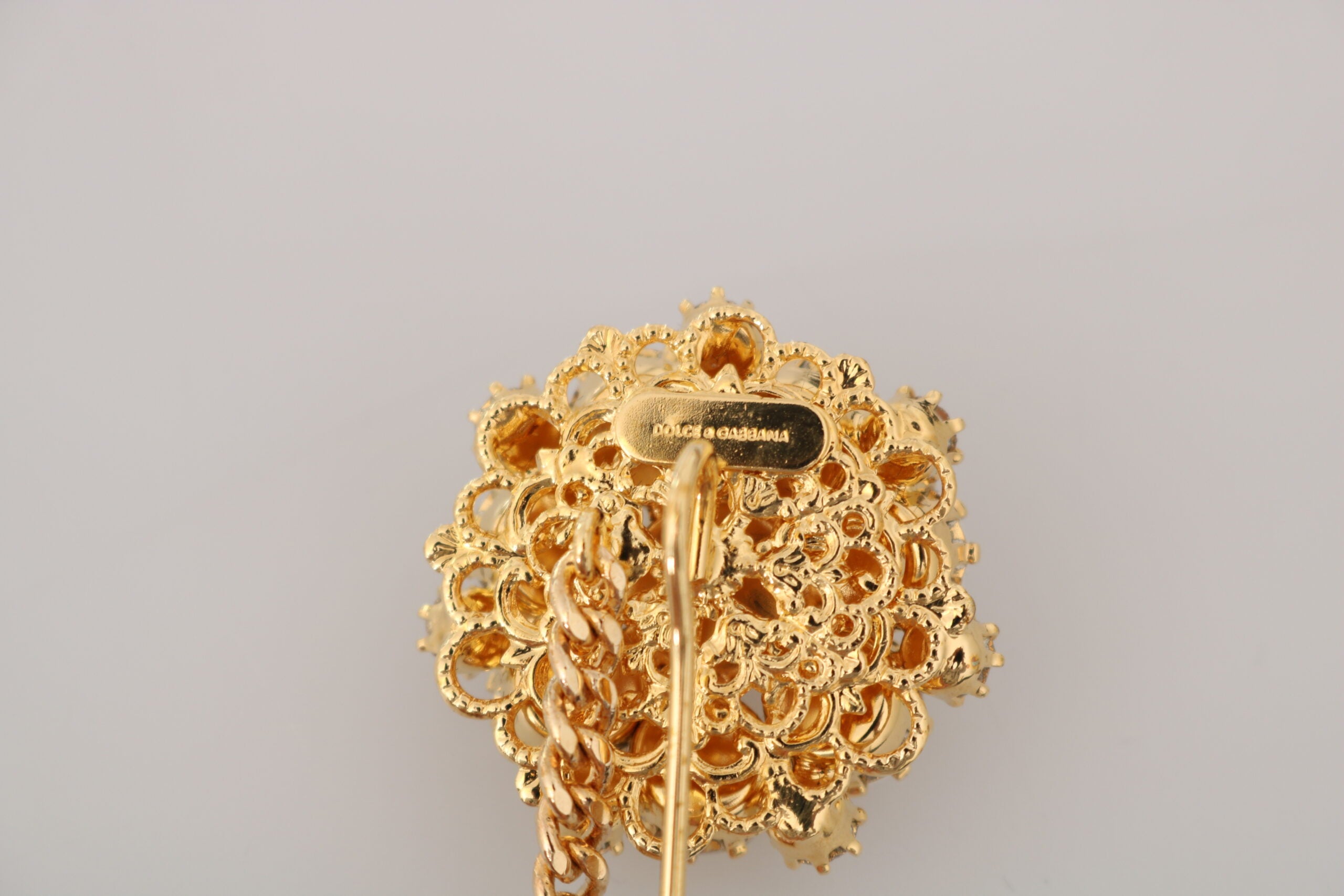 Dolce &amp; Gabbana Exquisite Crystal-Embellished Gold Brooch