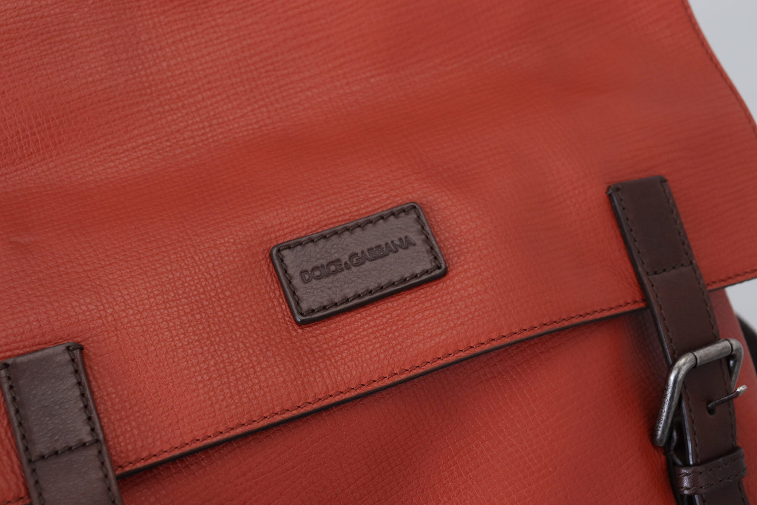 Dolce &amp; Gabbana Elegant Calfskin Leather Backpack in Orange