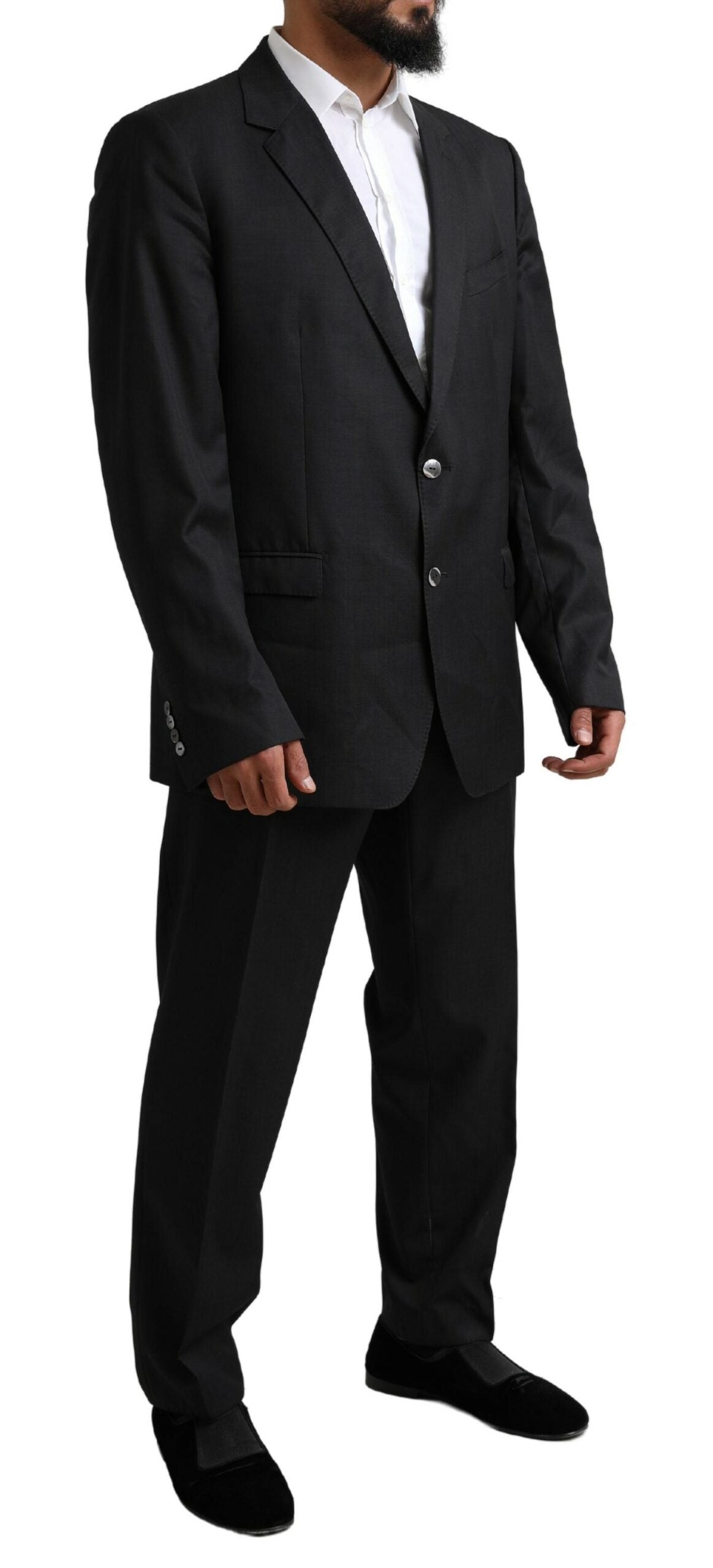 Dolce &amp; Gabbana Elegant Black Virgin Wool Martini Suit