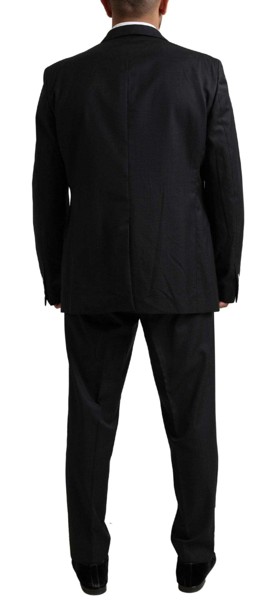 Dolce &amp; Gabbana Elegant Black Virgin Wool Martini Suit