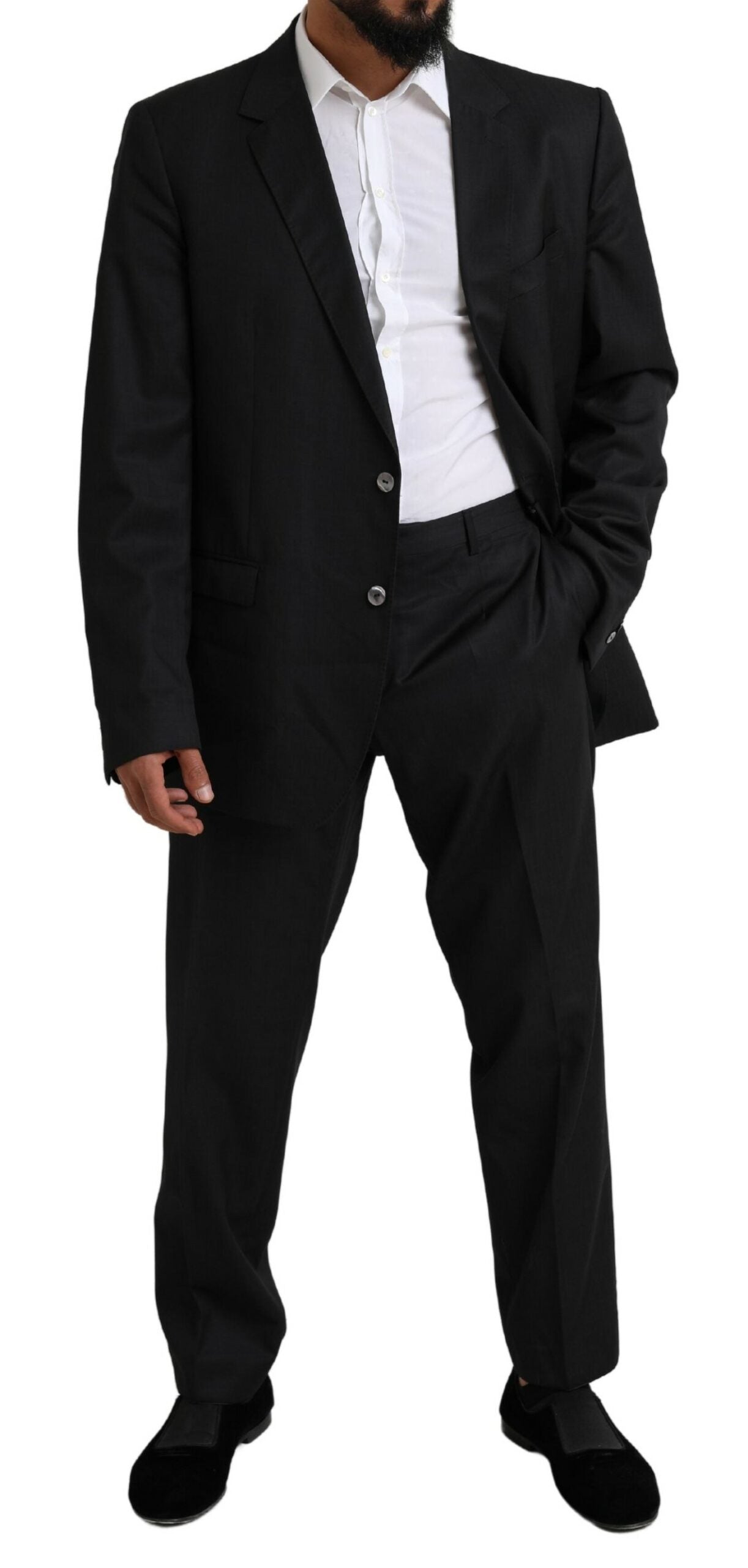 Dolce &amp; Gabbana Elegant Black Virgin Wool Martini Suit