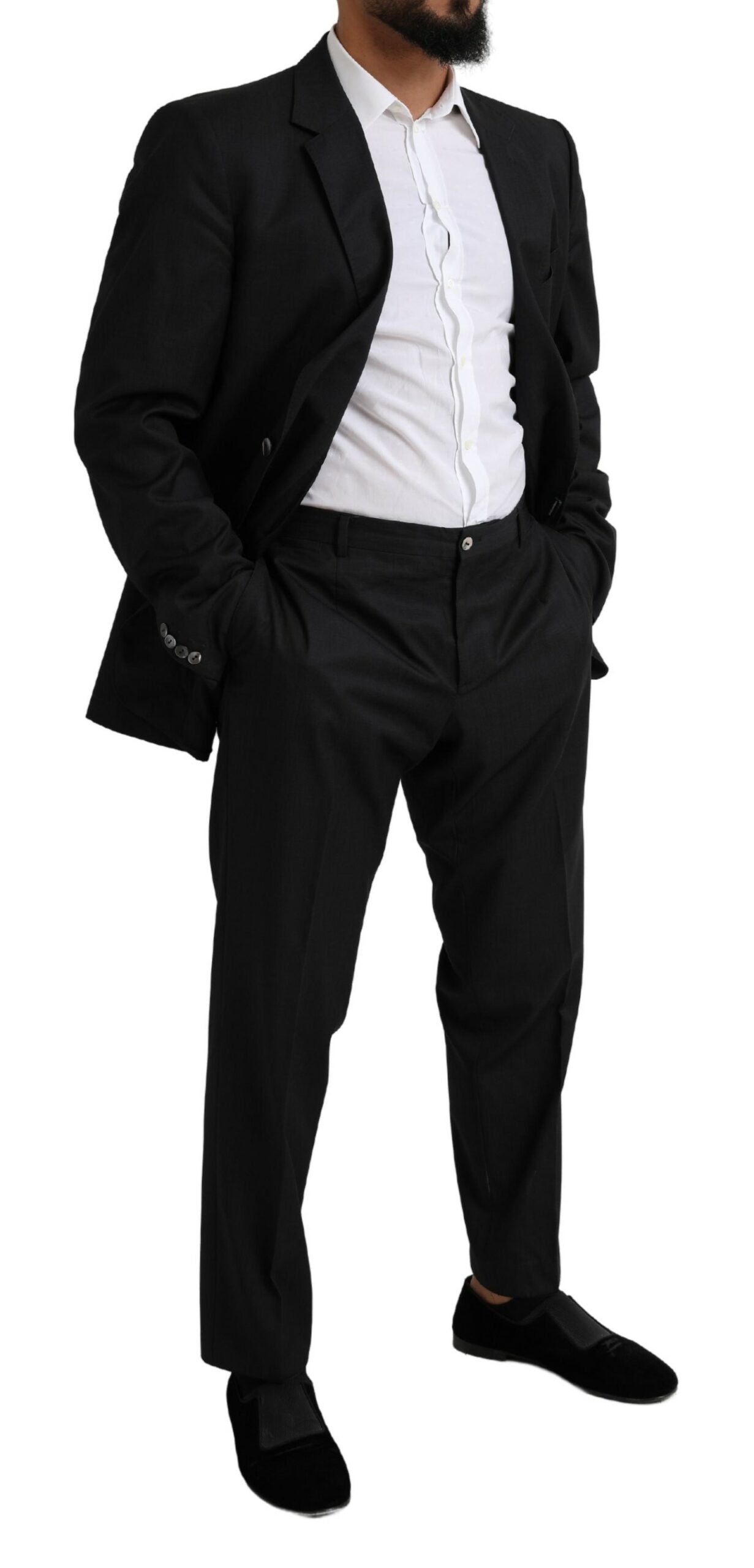 Dolce &amp; Gabbana Elegant Black Virgin Wool Martini Suit