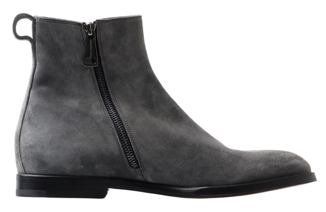 Dolce &amp; Gabbana Elegant Gray Chelsea Leather Boots