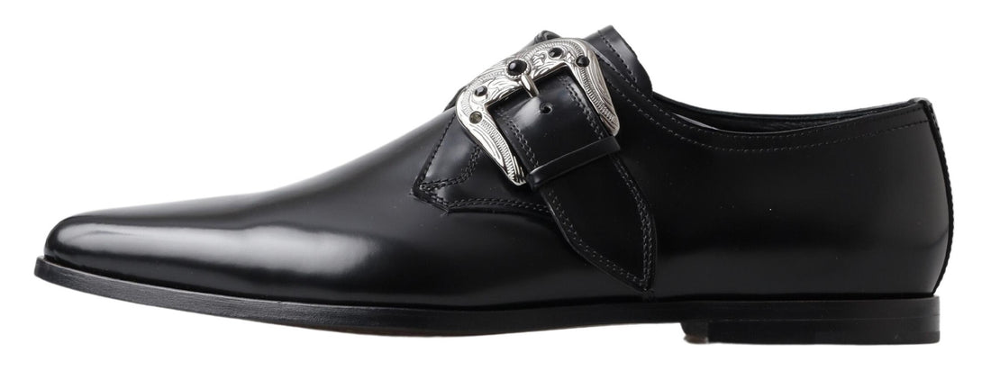 Dolce &amp; Gabbana Elegant Black Leather Monk Strap Shoes