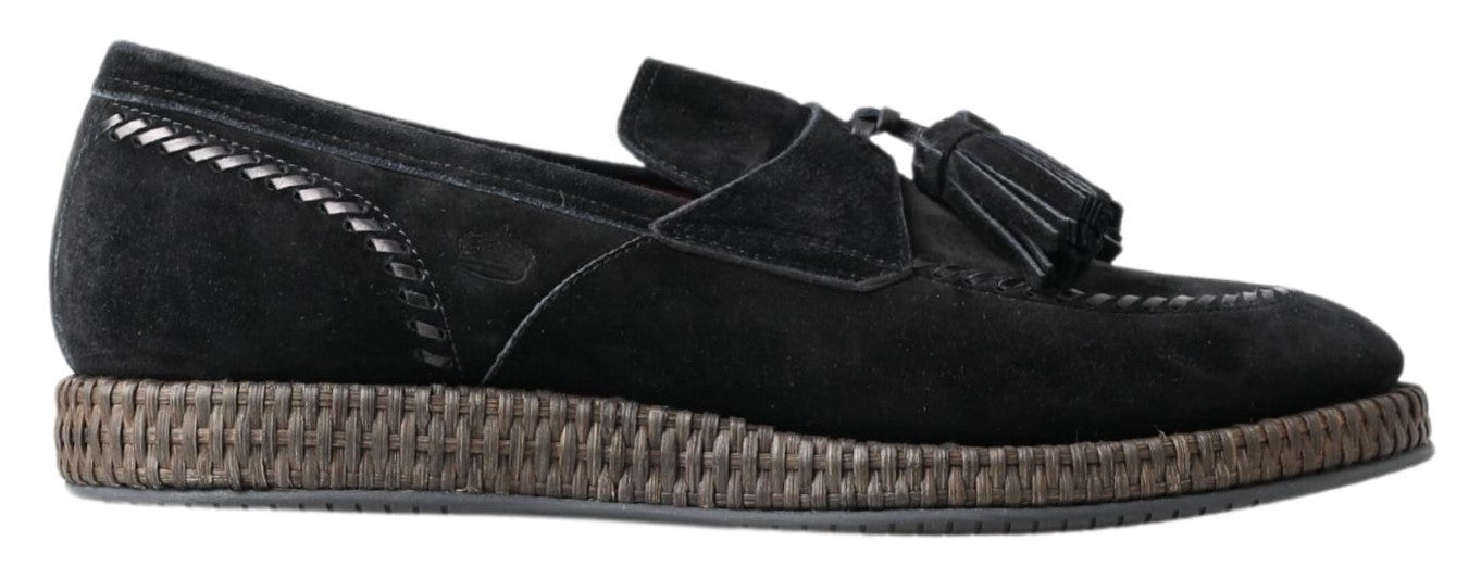 Dolce &amp; Gabbana Elegant Black Suede Espadrilles Sneakers