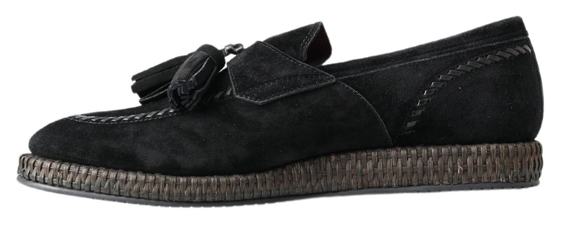 Dolce &amp; Gabbana Elegant Black Suede Espadrilles Sneakers