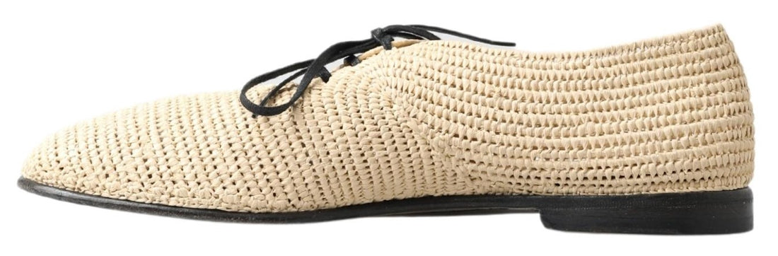 Dolce &amp; Gabbana Chic Beige Derby Lace-Up Casual Men&