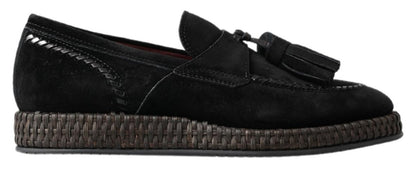 Dolce &amp; Gabbana Chic Black Suede Espadrille Sneakers