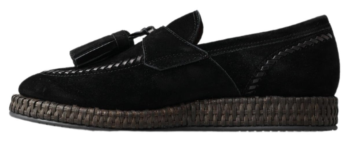 Dolce &amp; Gabbana Chic Black Suede Espadrille Sneakers