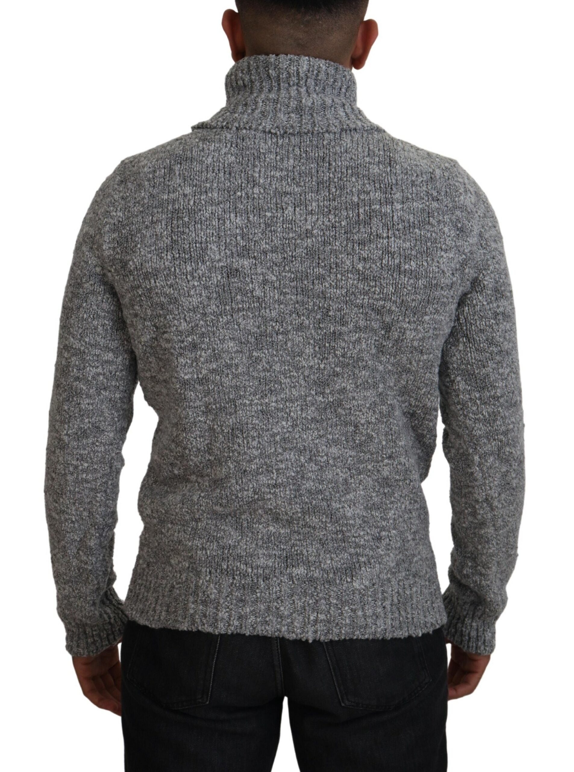 Dolce &amp; Gabbana Elegant Gray Wool-Blend Turtleneck Sweater