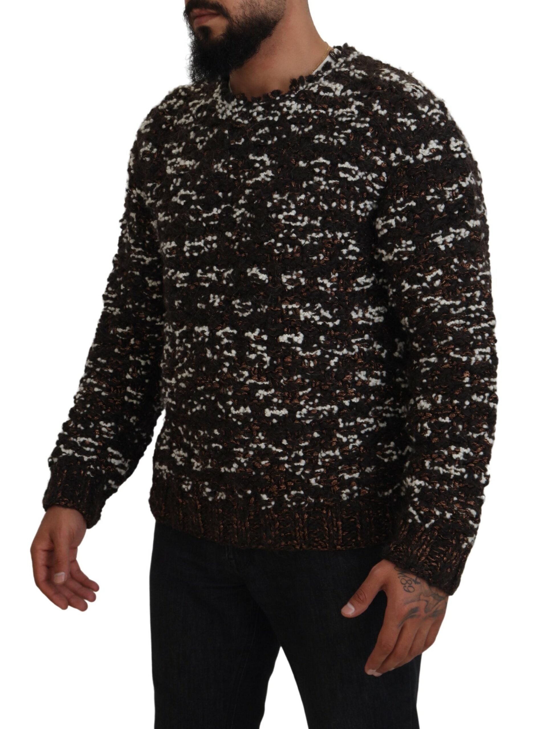 Dolce &amp; Gabbana Elegant Bronze Knit Pullover Sweater