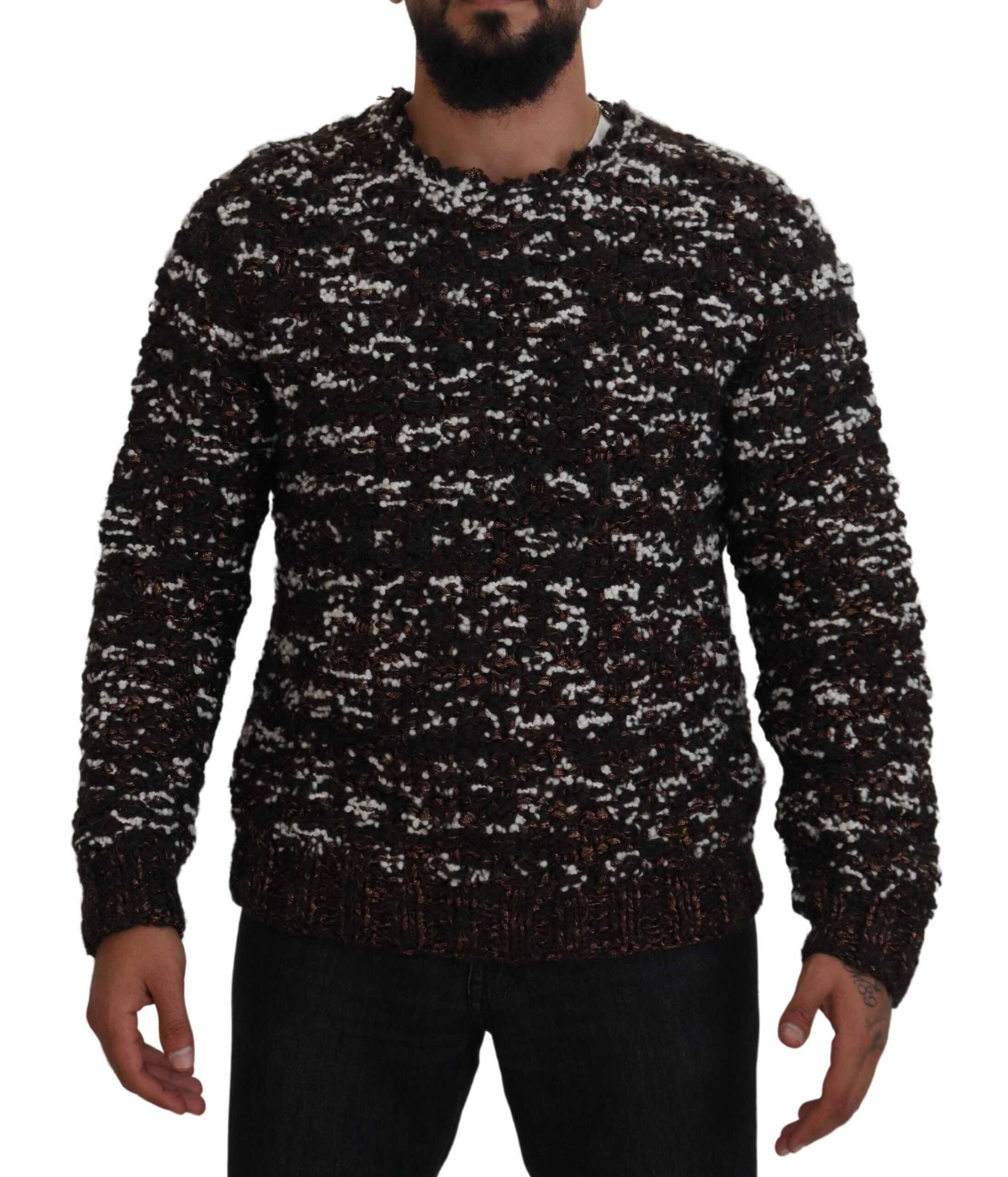 Dolce &amp; Gabbana Elegant Bronze Knit Pullover Sweater