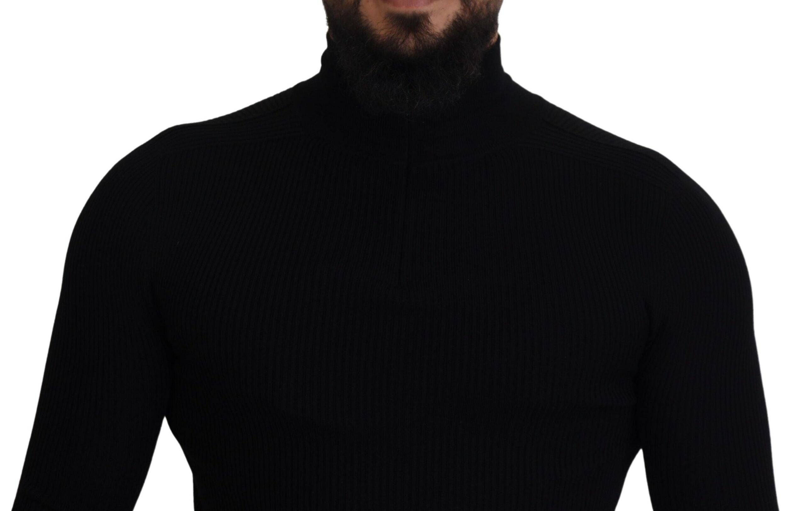 Dolce &amp; Gabbana Elegant Black Wool Half Zip Turtleneck Sweater