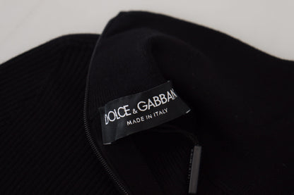 Dolce &amp; Gabbana Elegant Black Wool Half Zip Turtleneck Sweater