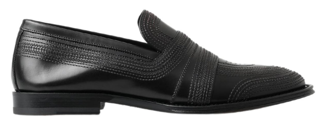 Dolce &amp; Gabbana Elegant Black Leather Slipper Loafers