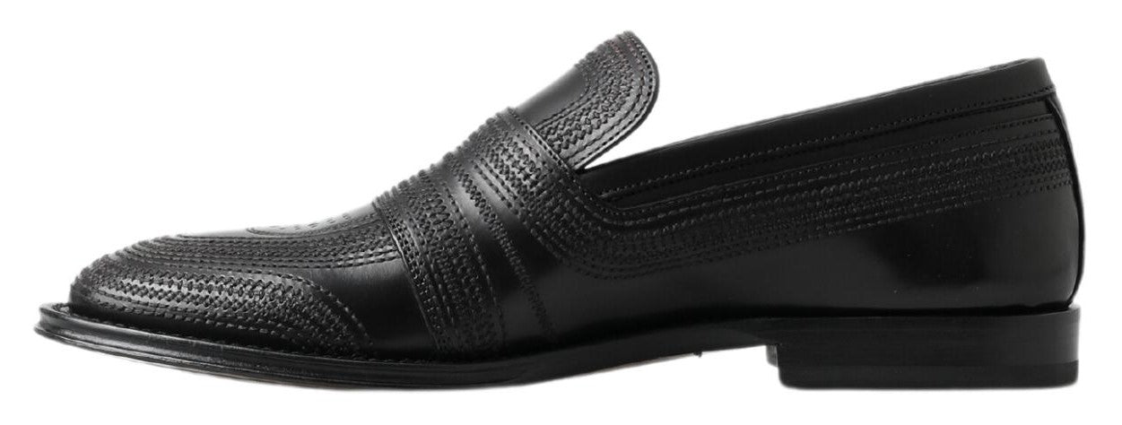 Dolce &amp; Gabbana Elegant Black Leather Slipper Loafers