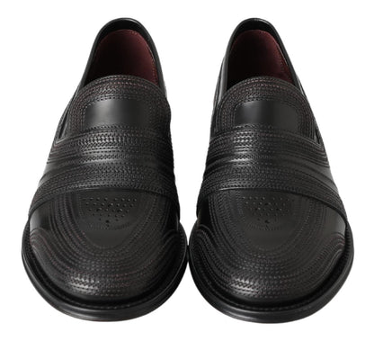 Dolce &amp; Gabbana Elegant Black Leather Slipper Loafers