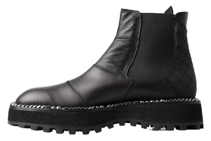 Dolce &amp; Gabbana Elegant Black Ankle Stretch Slip On Boots