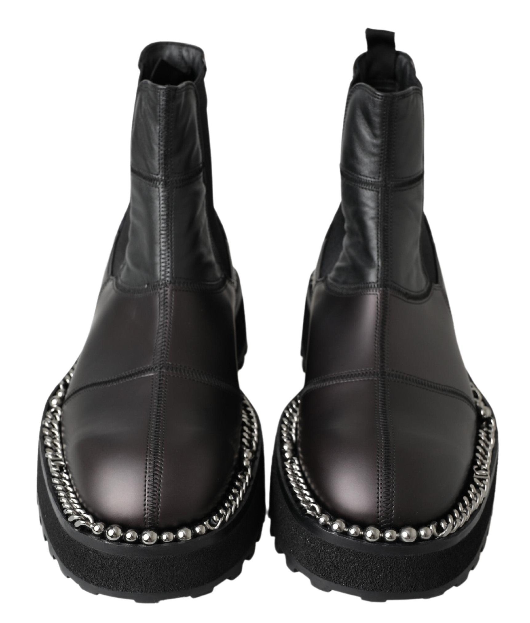 Dolce &amp; Gabbana Elegant Black Ankle Stretch Slip On Boots